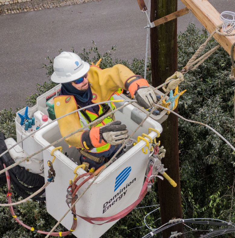 Dominion Energy linemen work quickly and safely to keep electricity flowing.